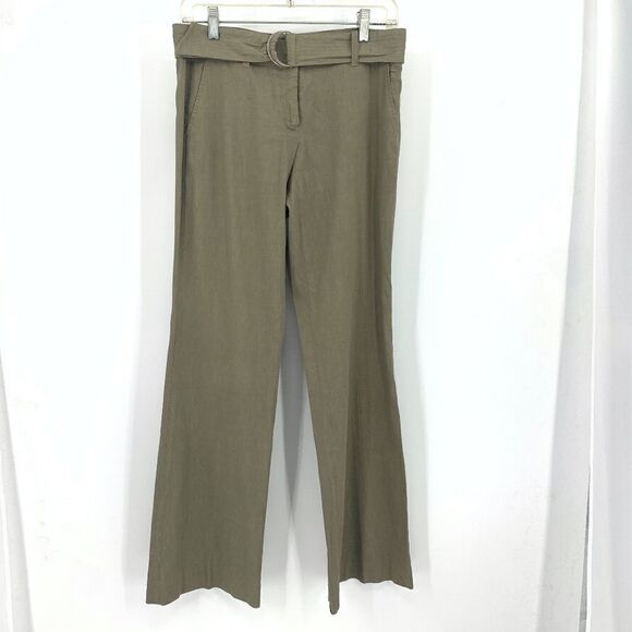 Theory Linen Blend  Army Green Trousers Size 4 - Picture 1 of 13